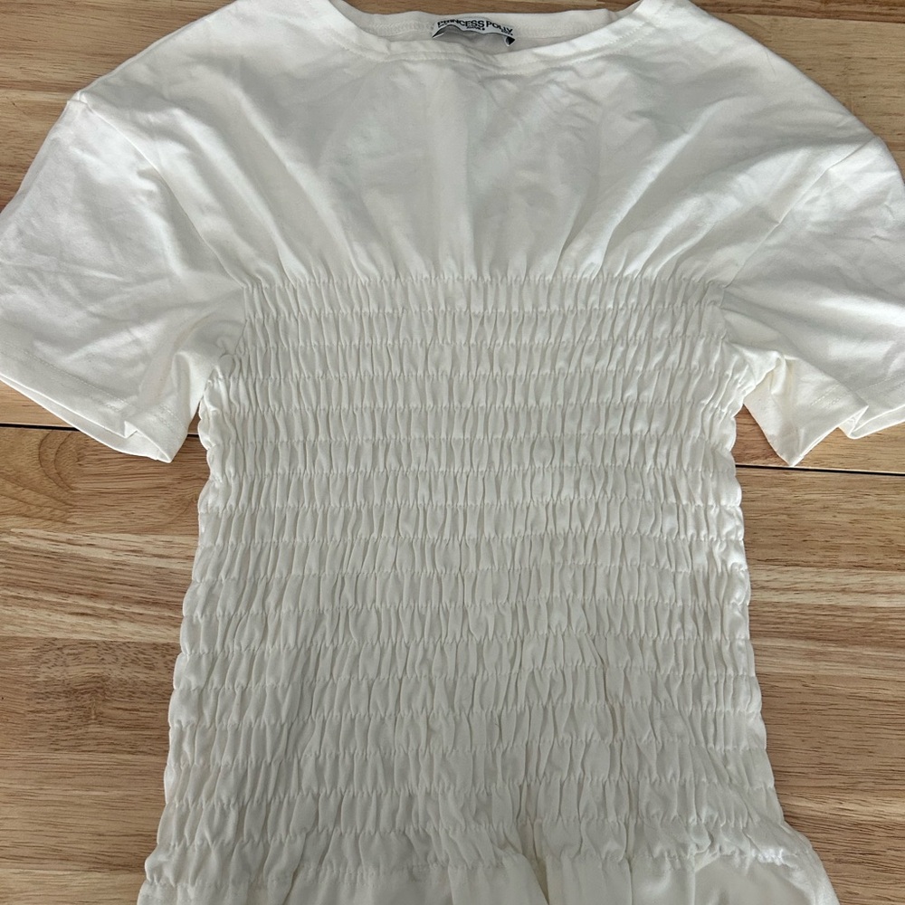 Princess Polly Cream Smocked Blouse